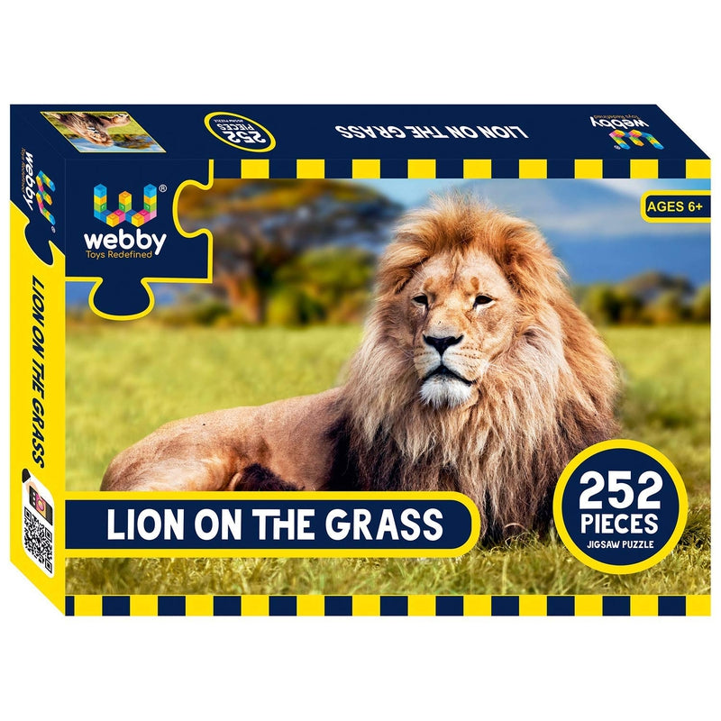 Lion on the Grass Cardboard Jigsaw Puzzle, 252 pieces