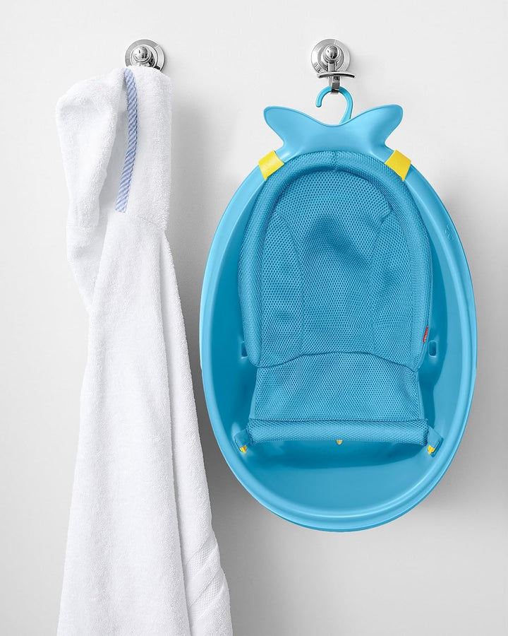 Skip Hop Moby Smart Sling 3-Stage Baby Bath Tub | Newborn to Toddler Bathtub with Mesh Sling & Non-Slip Interior | Blue