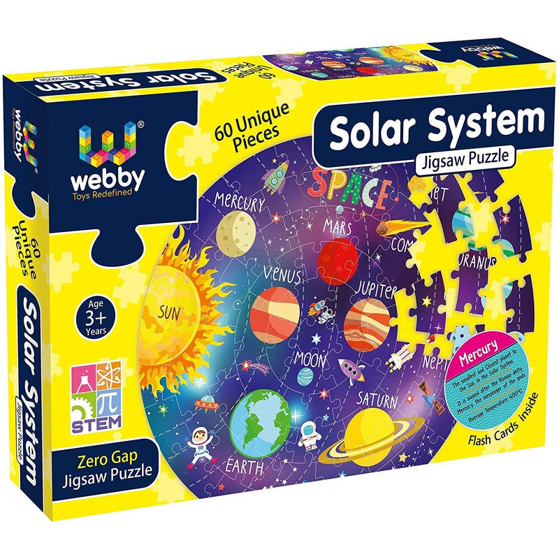 Amazing Outer Space Solar System 60 Pieces Jigsaw Floor Puzzle with 4 Double Sided Flashcards (Multicolour)