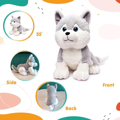 Plush Husky Dog Stuffed Animal Puppy Soft Toy - 30CM (Grey)