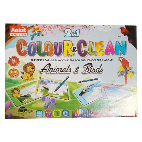 2 in 1 Colour & Clean Game with 24 Reusable Cards (2-6 Years)
