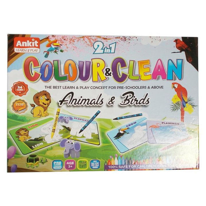 2 in 1 Colour & Clean Game with 24 Reusable Cards (2-6 Years)