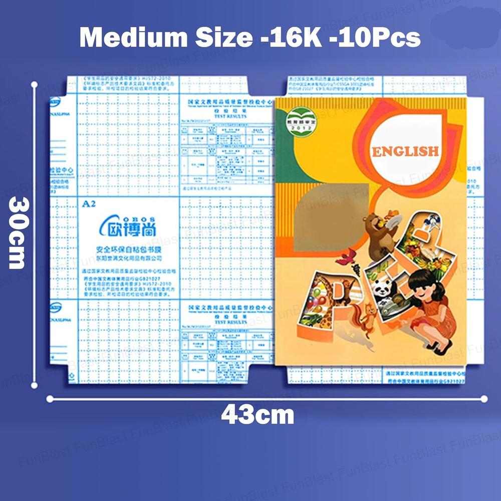 FunBlast Pack of 10 Transparent Sticker Book Cover Film | Waterproof Self-Adhesive Book Cover
