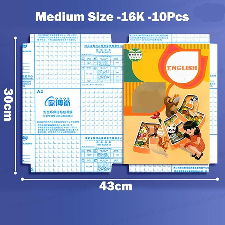 FunBlast Pack of 10 Transparent Sticker Book Cover Film | Waterproof Self-Adhesive Book Cover