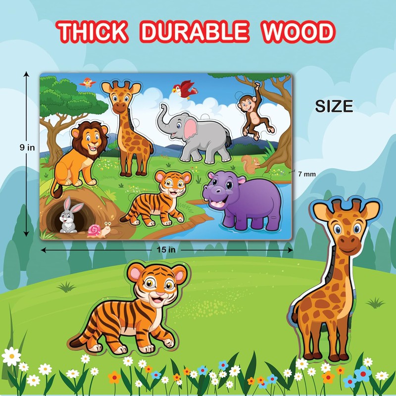 Wooden Wild animals Puzzle for Kids | Puzzle Board Toy for Pre-School