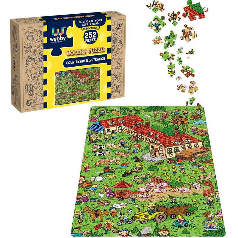 Countryside Illustration Wooden Jigsaw Puzzle, 252 Pieces