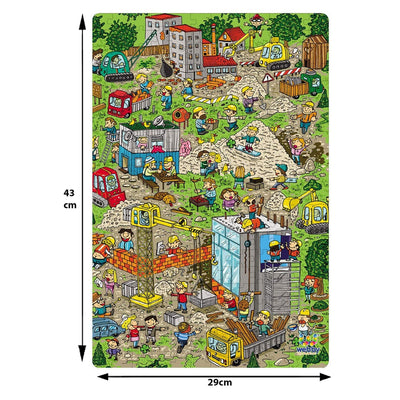 Construction Site Illustration Wooden Jigsaw Puzzle - 252 Pieces