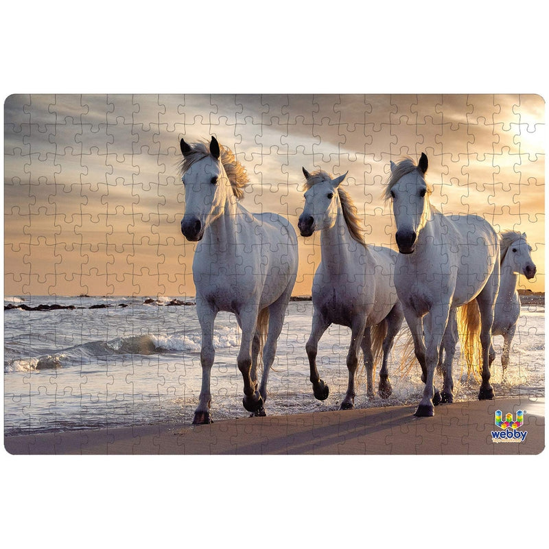 Beautiful White Horses Carboard Jigsaw Puzzle Set - 252 Pieces (6-8 Years)