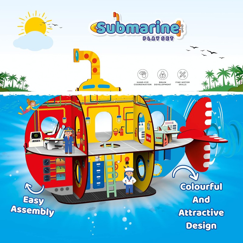 DIY Submarine Wooden Playset Doll House - Multicolour