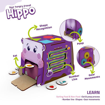 Hippopotamus Game - Learn to Identify Edible and Non Edible Items | Early Educational Development Activity Toy for Preschool and Montessori Kids