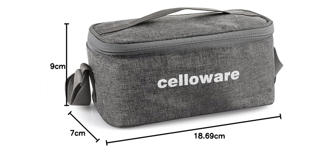 Cello Hot N Fresh Lunch Box Set with Bag - 3 Containers | Outer Plastic & Inner Stainless Steel | Grey-Red