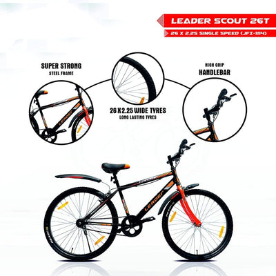 Scout MTB 26T Mountain Bicycle without Gear Single Speed | 12+ Years (COD Not Available)