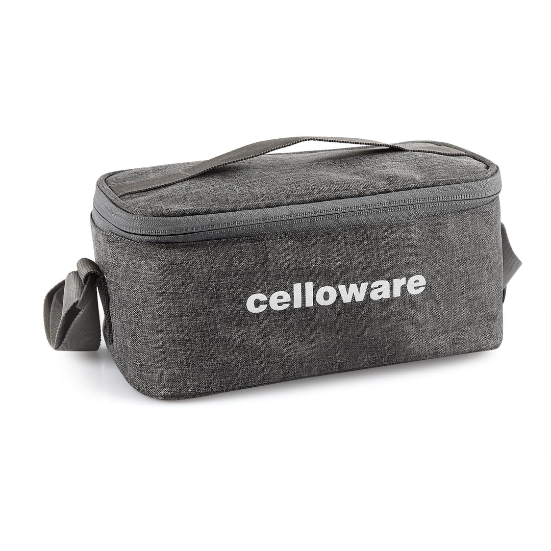 Cello Hot N Fresh Lunch Box Set with Bag - 3 Containers | Outer Plastic & Inner Stainless Steel | Grey-Red