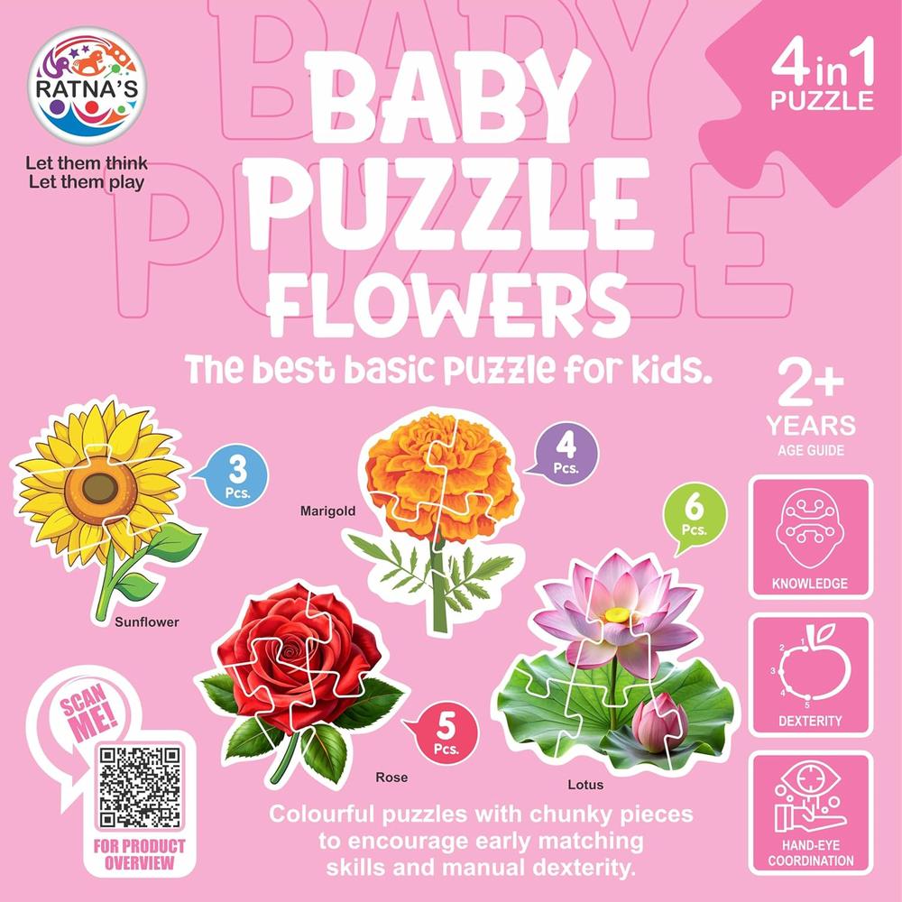 Ratna's Educational Baby Jigsaw Puzzle- Flowers