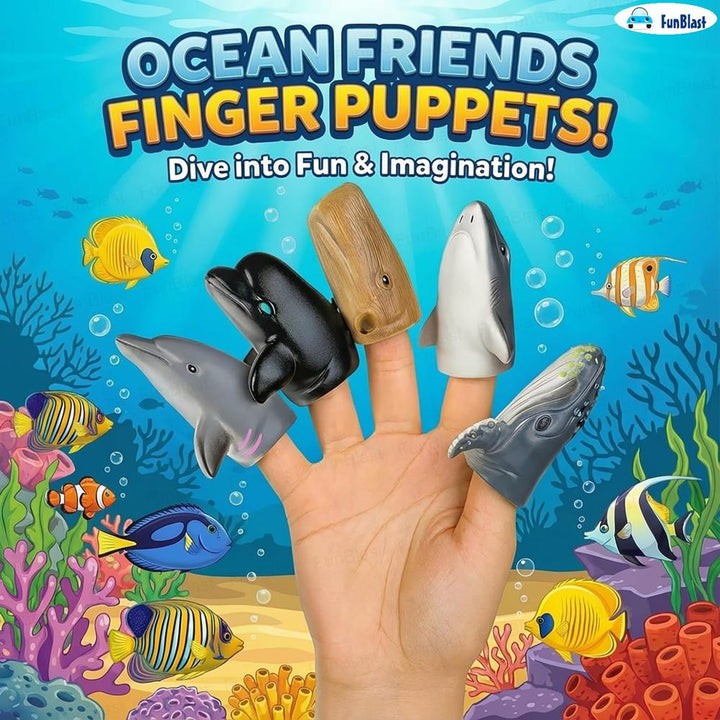 FunBlast Ocean Animals Finger Puppets | Storytelling Toys for Kids & Toddlers | Pack of 5