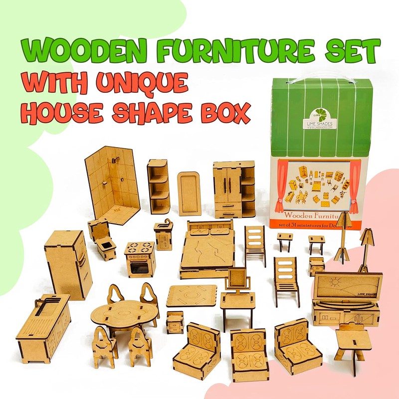 Miniature Furniture Set of 31 Miniature Accessories Best kit for Doll House, Doll Accessories, House Hold Accessories and Other Fun Play Activities for Kids