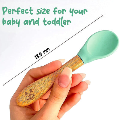 Rider Bamboo Suction Plates for Baby and Toddler with Adjustable Printed Bib and Weaning Spoon| BPA Free Non-Toxic | Baby-Led Weaning Supplies for Toddler Self-Feeding(Combo-Beige)