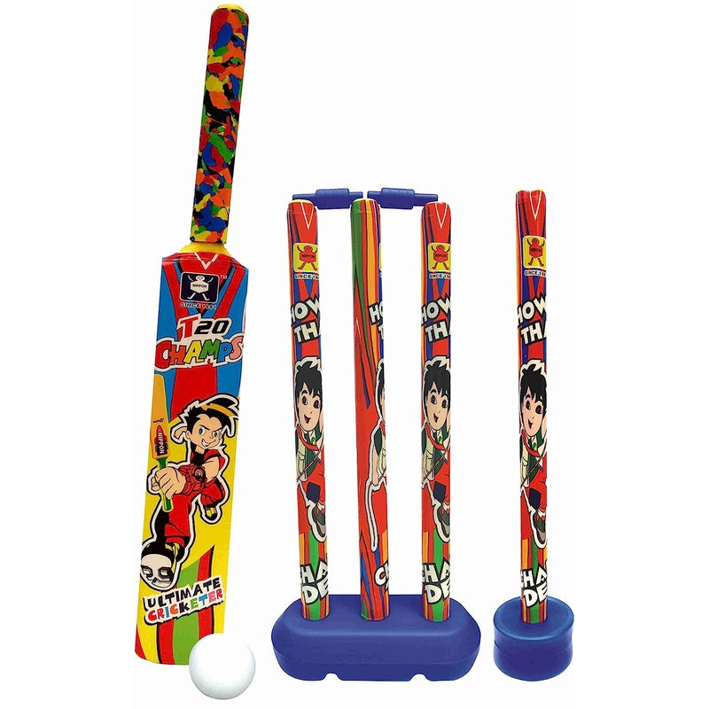 Nippon Cricket Plastic Set with Bag (1 Bat, 2 Base, 4 Wickets, 1 Ball, 2 Bails) -  Kids Senior | 3 years and above