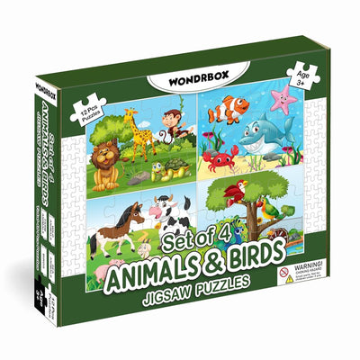 Animal and Birds Jigsaw Puzzle | Set of 4 (Multicolour, Size 10X8 inches)