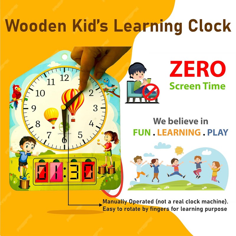 Time Learning Clock Educational Toy for Children Where Time Telling Meets Playful Puzzles with Preschool-Friendly & Fun Playful Activities