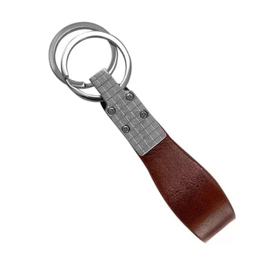 Royal Enfield Keychain Car Logo Leather Metal Keyring - Brown