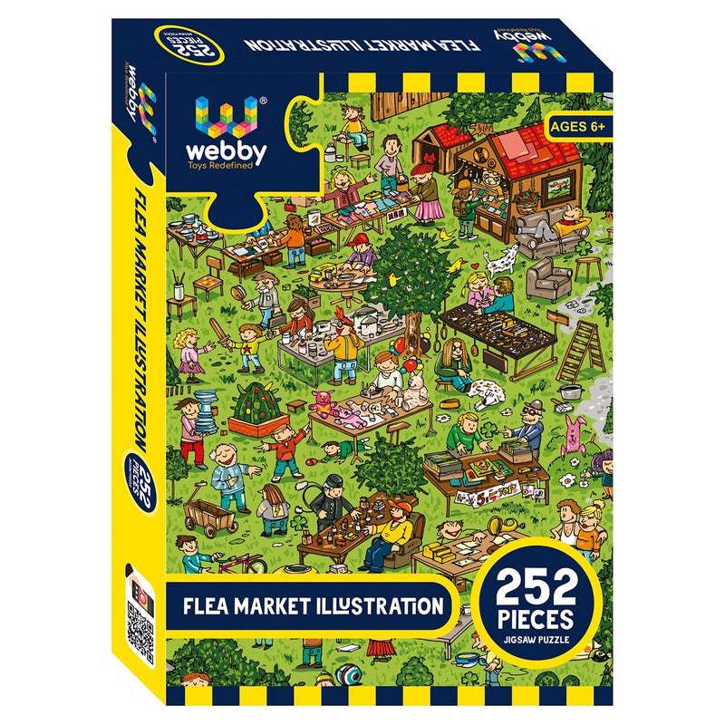 Flea Market Illustration Cardboard Jigsaw Puzzle, 252 pieces