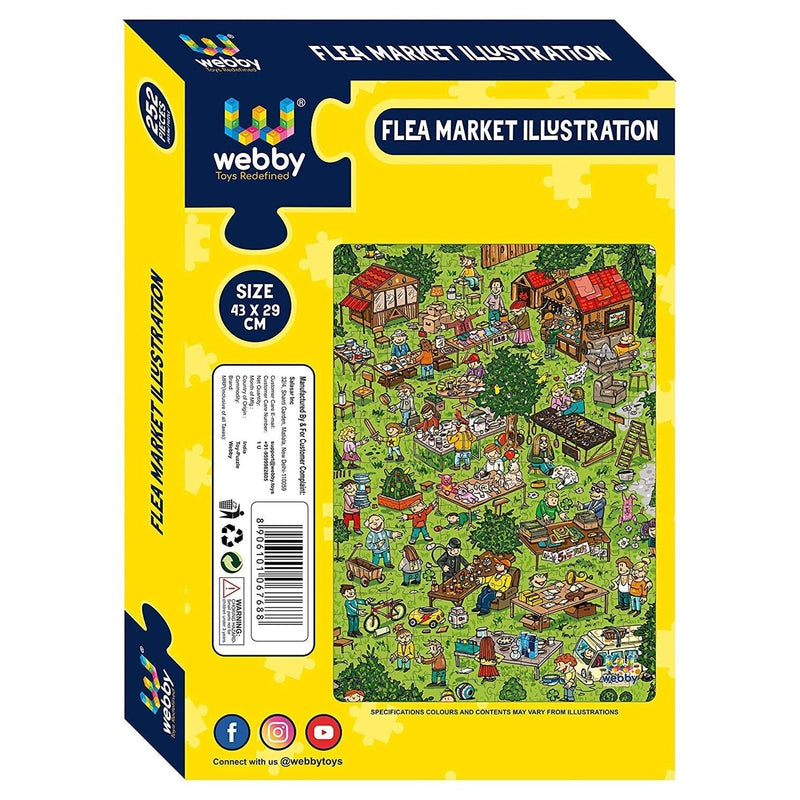 Flea Market Illustration Cardboard Jigsaw Puzzle, 252 pieces