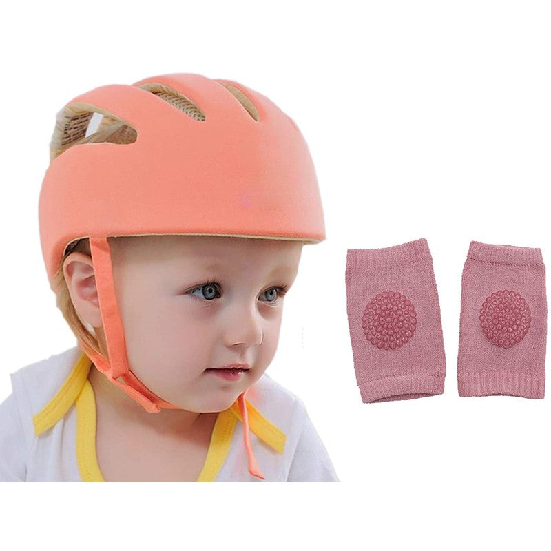 Baby Safety Helmet & Kneepads (Orange)