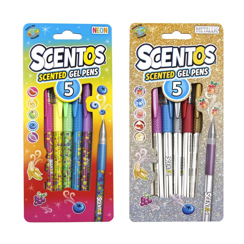 Scentos Scented 5 Gel Pens (Neon & Metallic)