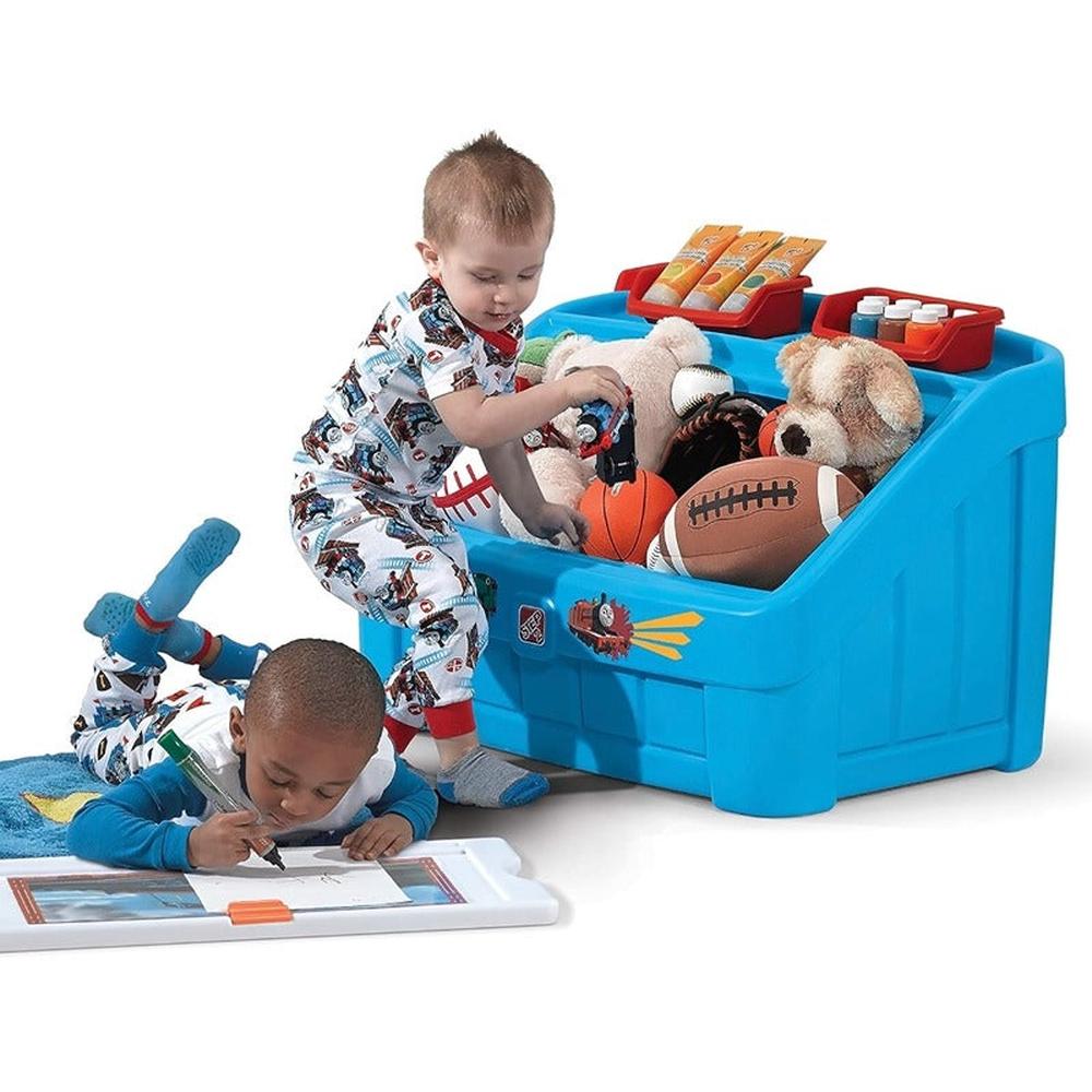 STEP2 2 in 1 Toy Box - Storage Chest with Art Lid & Organizer (2-10 Years)