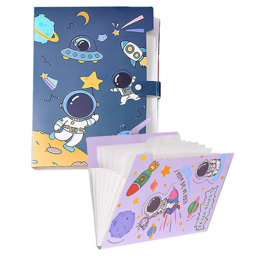 FunBlast Pack of 2 Space Theme Multicolor A4 File Folder with 6 Pockets