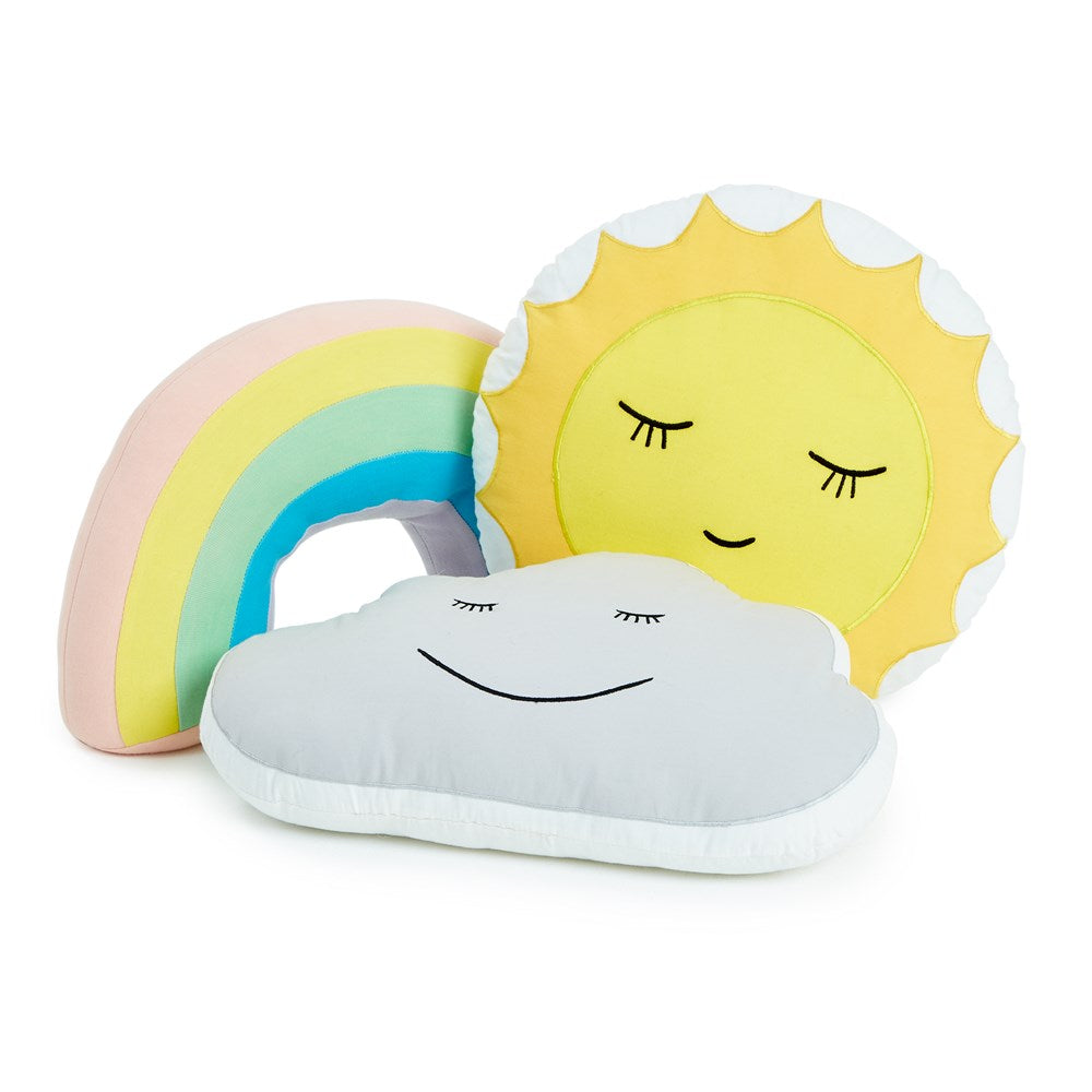 Cloud, Sun and Rainbow Quirky Cushions (Set of 3)