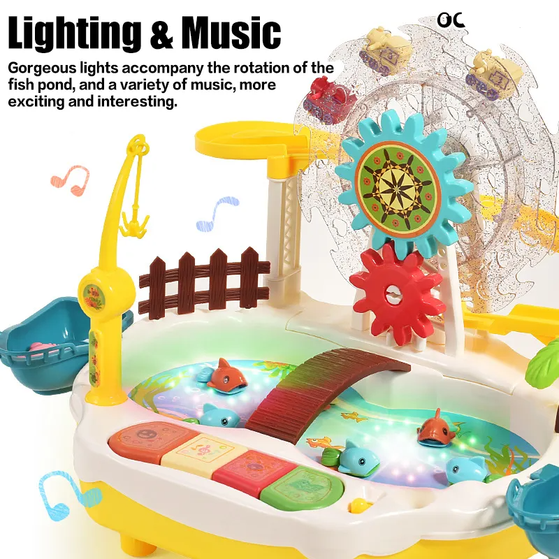 Magnetic Fishing Toy with 3D Light and Music (Assorted Colours)