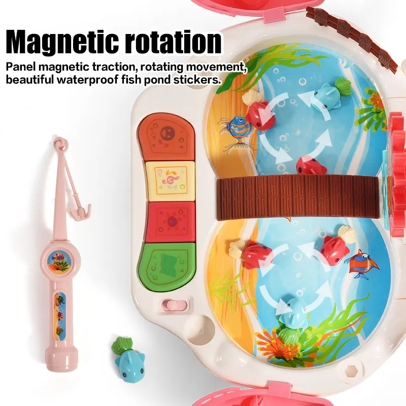 Magnetic Fishing Toy with 3D Light and Music (Assorted Colours)