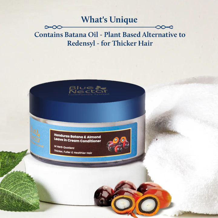 Blue Nectar Batana & Almond Leave-In Conditioner for Soft, Smooth, and Manageable Hair (14 Herbs) - 200g