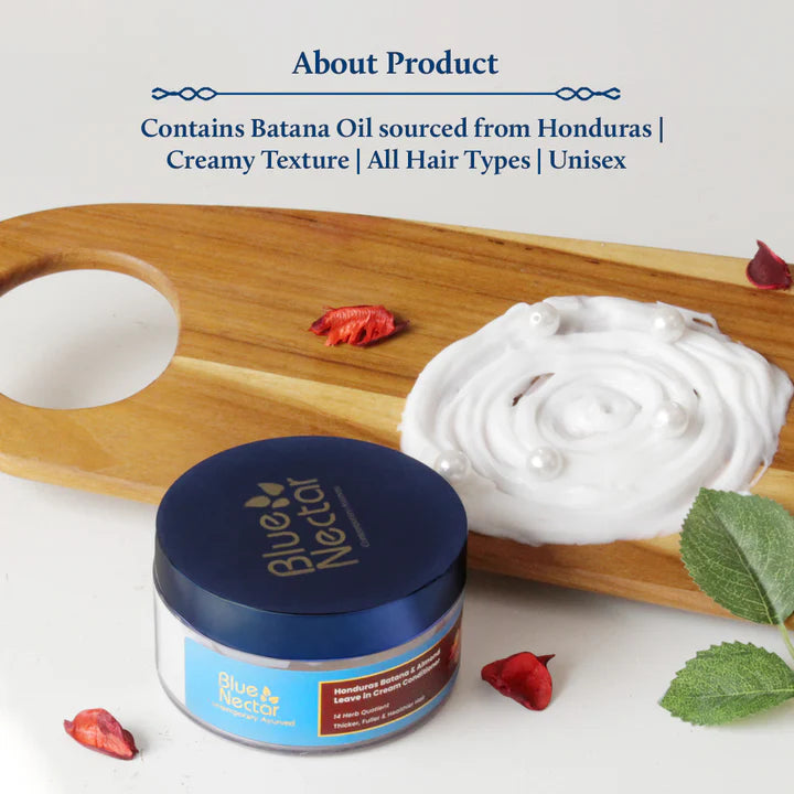 Blue Nectar Batana & Almond Leave-In Conditioner for Soft, Smooth, and Manageable Hair (14 Herbs) - 200g