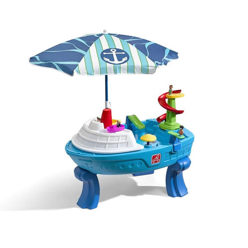 STEP2 Fiesta Cruise Water Table with Umbrella | Sand & Water Playset with Slide, Rain Shower & Lid (2-6 Years)