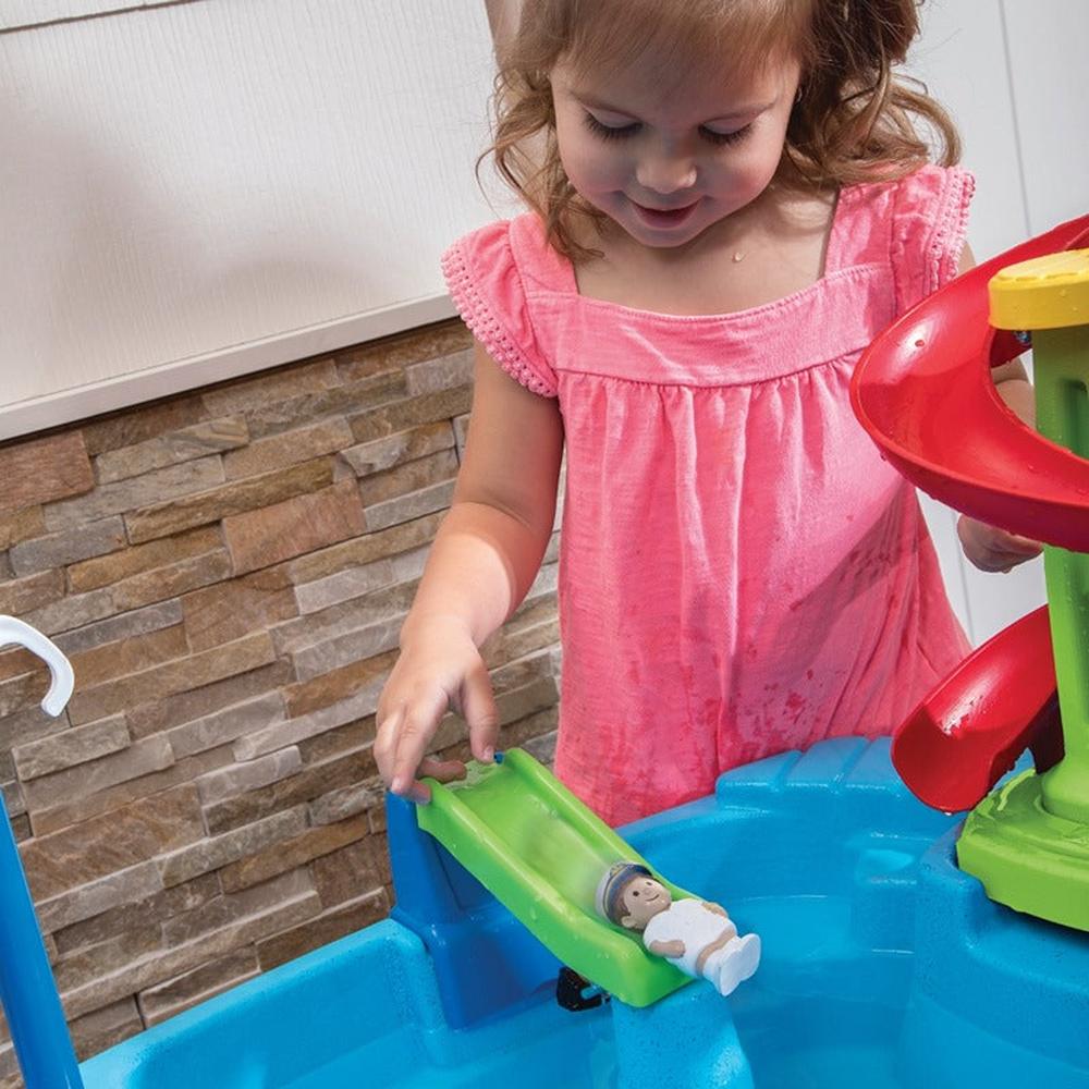 STEP2 Fiesta Cruise Water Table with Umbrella | Sand & Water Playset with Slide, Rain Shower & Lid (2-6 Years)