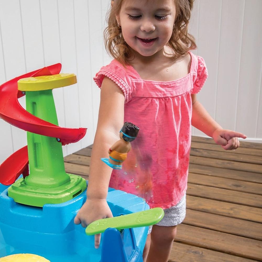 STEP2 Fiesta Cruise Water Table with Umbrella | Sand & Water Playset with Slide, Rain Shower & Lid (2-6 Years)