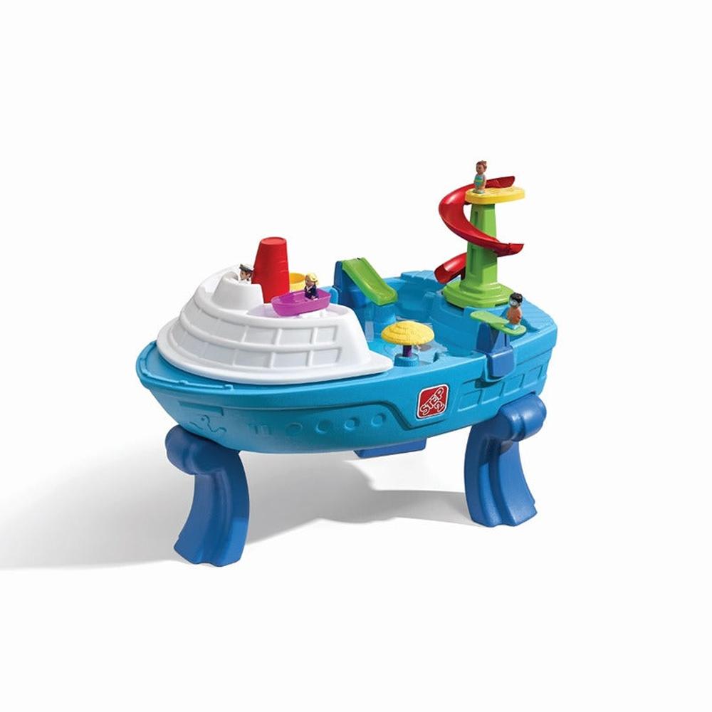 STEP2 Fiesta Cruise Water Table with Umbrella | Sand & Water Playset with Slide, Rain Shower & Lid (2-6 Years)