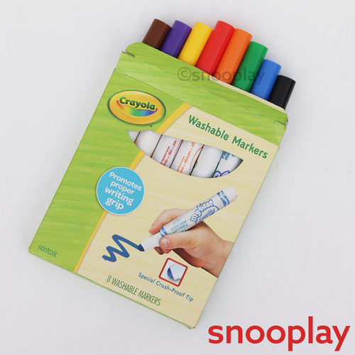 Crayola 8 Pieces Washable Markers with Special Crush-Proof Tip (6-15 Years)