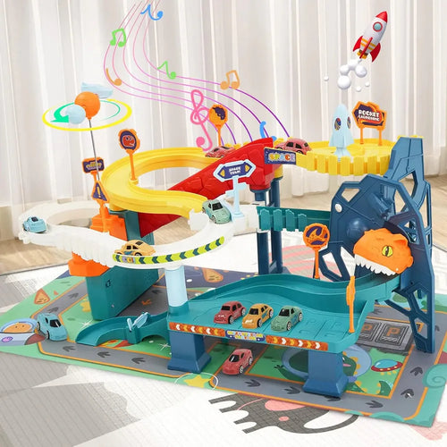 Kidology Space Themed Dinosaur Race Car Track Set