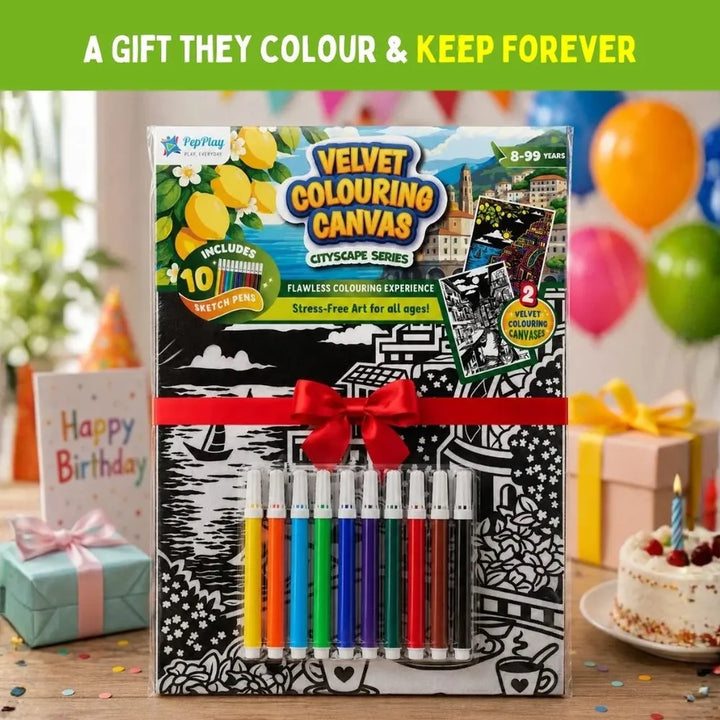 PepPlay Velvet Colouring Canvas | Set of 2 – City Scape Series - Venice & Amalfi Coast