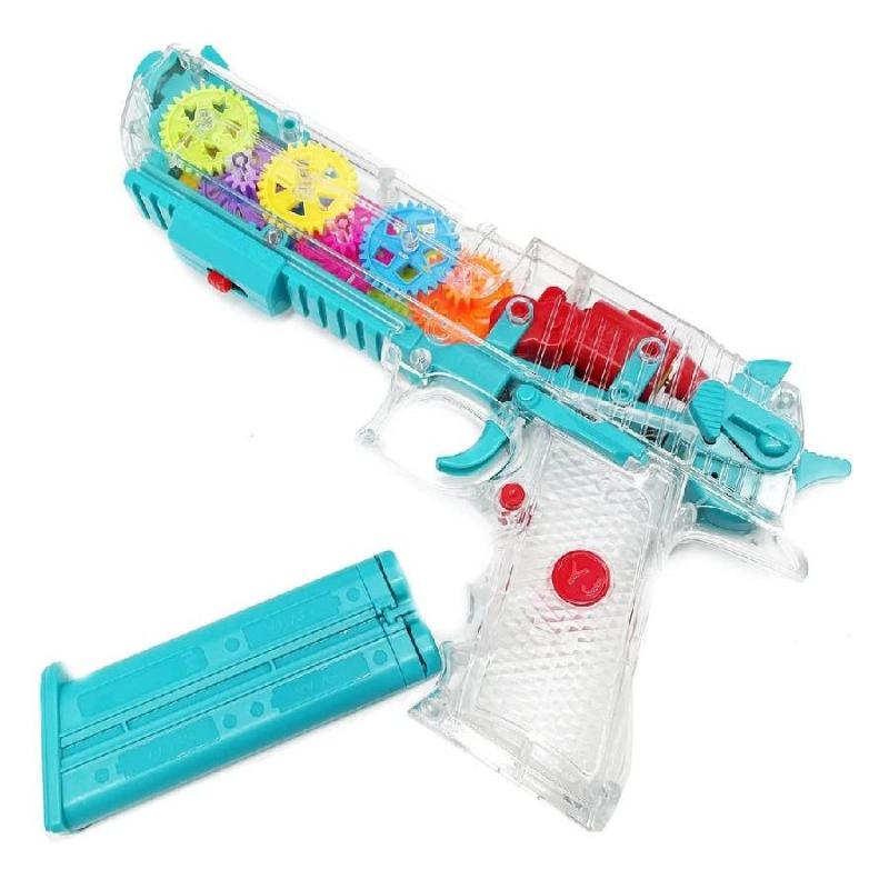 Lights Multi Musical Blaster with Moving Gears Concept Gun Toys with Colourful Flashing Light and Music Toy for Kids- Blue ( Colour May Vary )