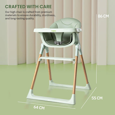 Foldable Baby High Chair for Kids with Adjustable Tray & Safety Belt | Feeding Booster Chair for Toddlers with Tray & Footrest