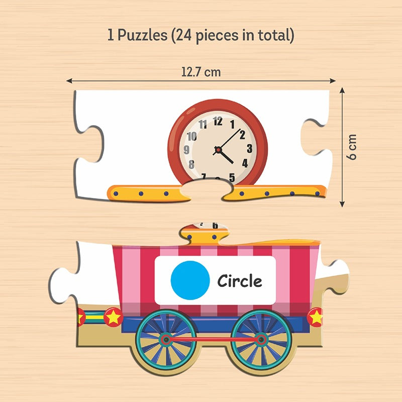 Shapes & Colours Train Jigsaw Puzzle For Kids | 3+Years | 24 Pieces and 1 Picture Book