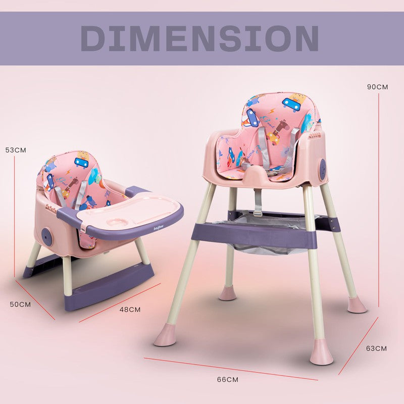 3 in 1 Baby High Chair for Kids | Baby Chair for Feeding with 2 Height Adjustable & Foldable, Toddler Booster Seat with Food Tray & Belt