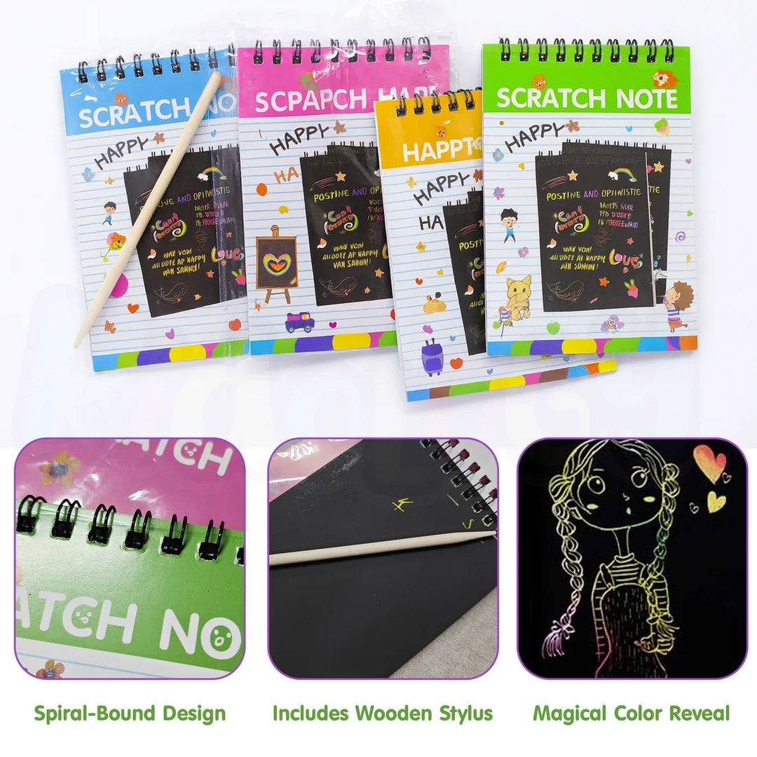 Kidology Scratch Art Notebook Set for Kids | Creative Drawing Art Book