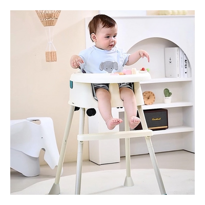 4 in 1 Convertible High Chair for Kids with Comfortable Seat Adjustable Height and Footrest with Detachable Food Tray, Three Point Safety Belt Feeding Booster Seat