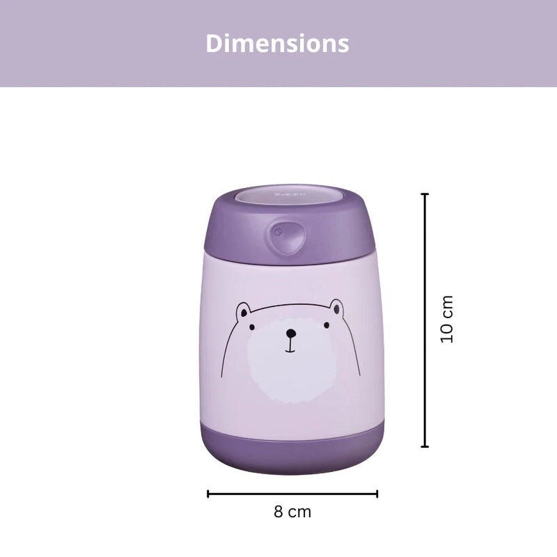 Insulated Mini Food Jar 210ml Bear Hugs Purple